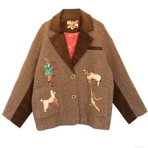 Unlogical Poem Circus Embroidered Corduroy Blazer